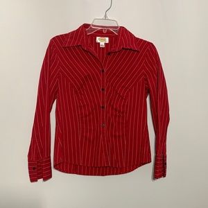 Talbots Red Blouse with Stripes